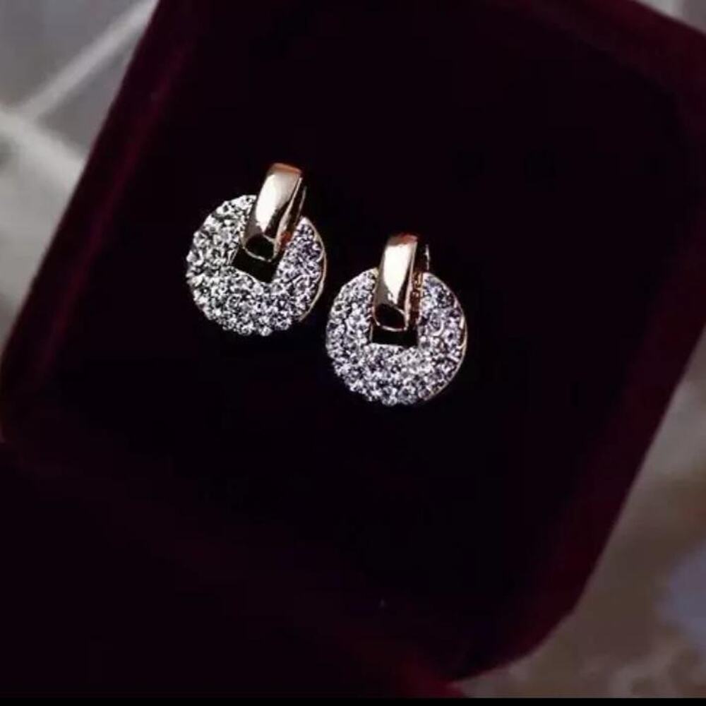 Camille Coin Crystal Studs Earrings
